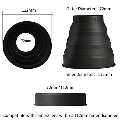 YC Onion Universal Lens Hood, Anti-Glare, Silica Gel Anti-Reflection Lens Hood,Fits Most of Lenses,72-112mm, Holds Most of Circular Filters